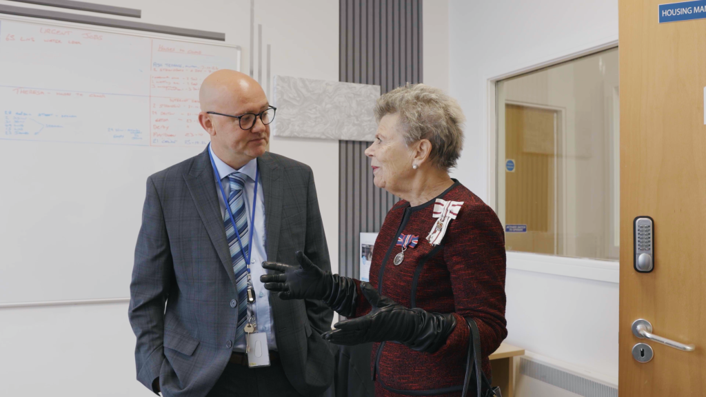 Sue Snowdon speaking with Scott Barnes